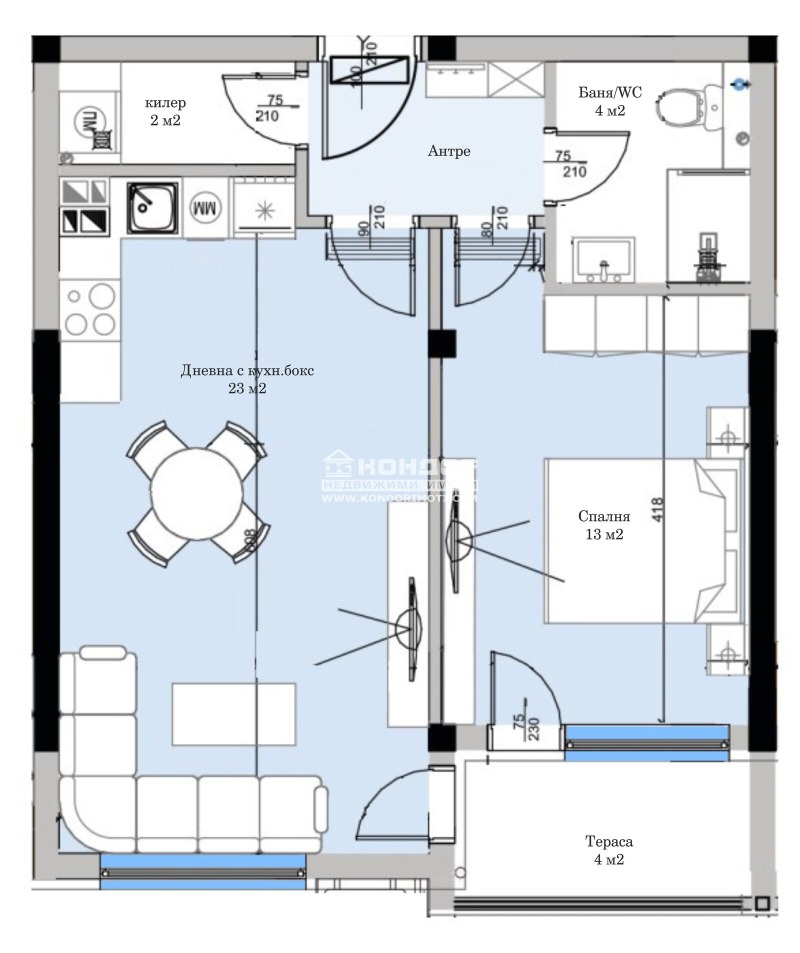 Продава  2-стаен, град Пловдив, Кършияка • 80 220 EUR • ID 44636766 — holmes.bg - [1] 