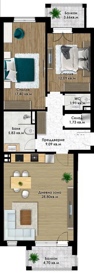 Продава 3-СТАЕН, гр. Пловдив, Коматевско шосе, снимка 4 - Aпартаменти - 48024116