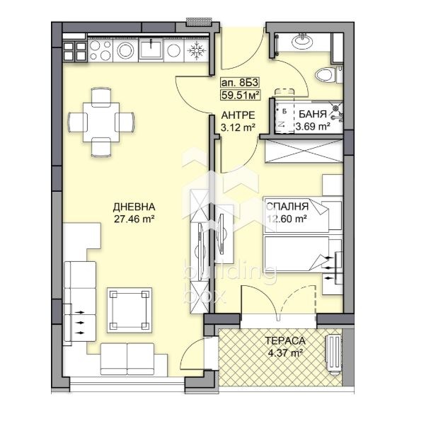 In vendita  1 camera da letto Plovdiv , Gagarin , 71 mq | 46481471 - Immagine [2]