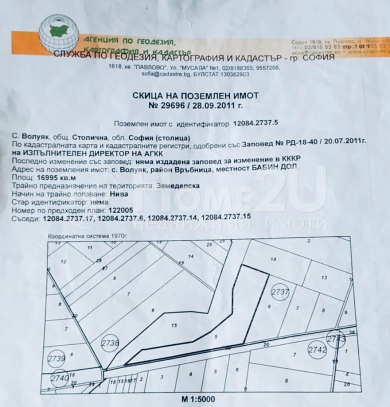 Продава ПАРЦЕЛ в град София, с. Волуяк - 17000 кв.м / 305 900 € » 598 288.40 лв., ХОУМ ТУ Ю БЪЛГАРИЯ АД - ОФИС МОНТЕВИДЕО