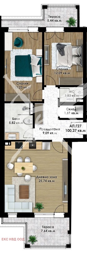 2 спальні Остромила, Пловдив 1