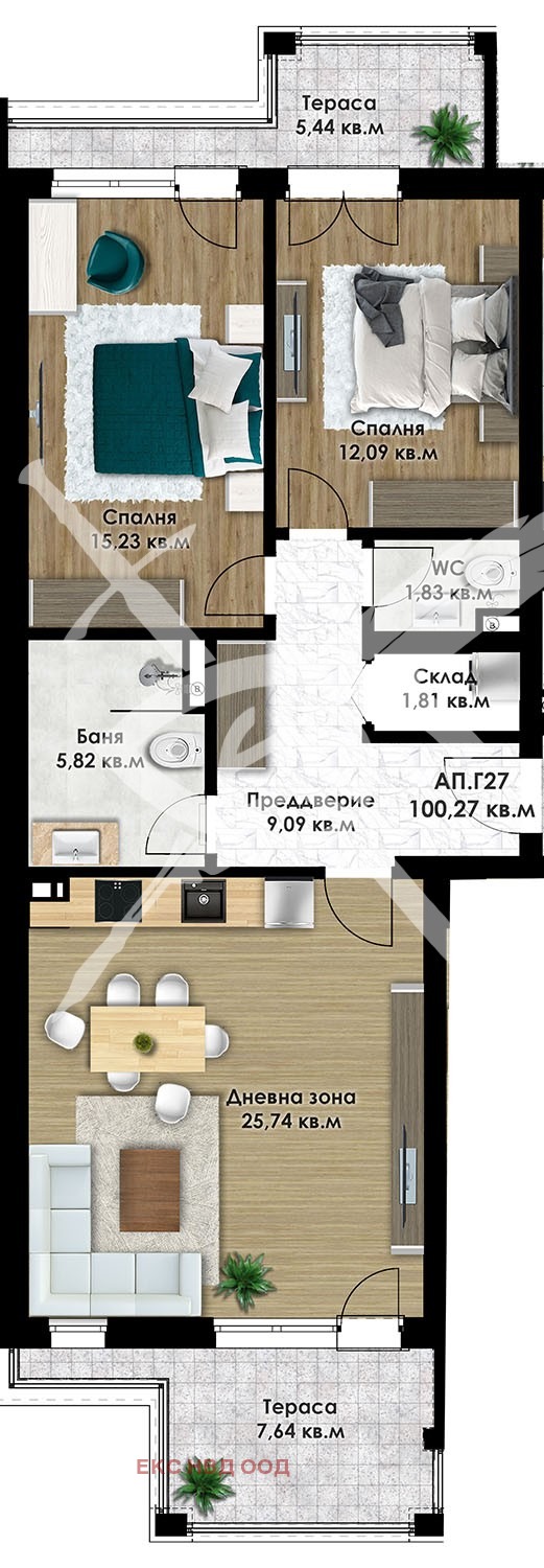 De vânzare  2 dormitoare Plovdiv , Ostromila , 114 mp | 97039853