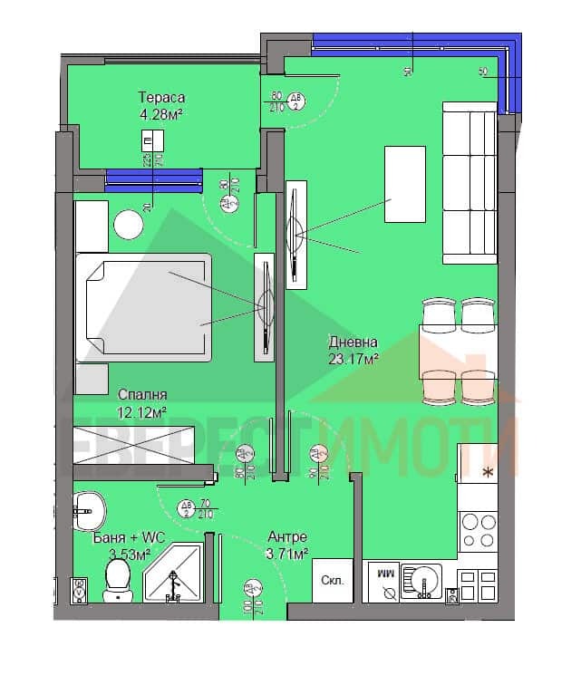 En venta  1 dormitorio Plovdiv , Ostromila , 63 metros cuadrados | 43618492 - imagen [2]