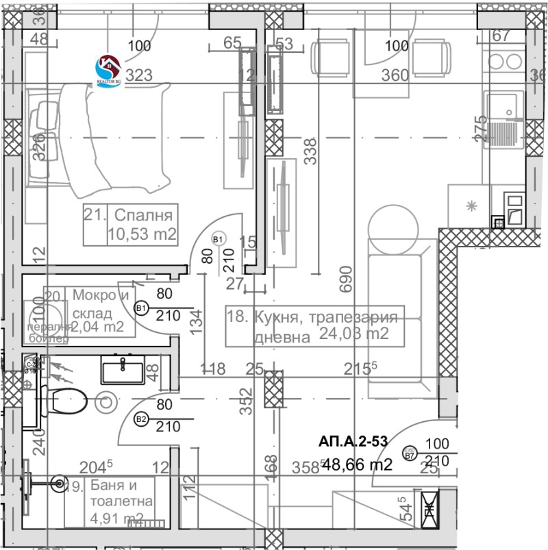 Продается  1 спальня Варна , м-т Манастирски рид , 59 кв.м | 88474008