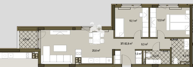 Na sprzedaż  2 sypialnie Sofia , Wrażdebna , 101 mkw | 40739875 - obraz [4]