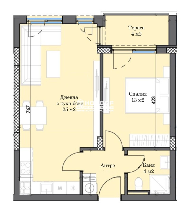 Te koop  1 slaapkamer Plovdiv , Trakija , 68 m² | 37271761 - afbeelding [4]