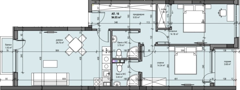 Satılık  2 yatak odası Sofia , Zona B-19 , 113 metrekare | 11090602 - görüntü [11]