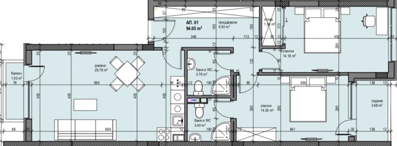 Satılık  2 yatak odası Sofia , Zona B-19 , 113 metrekare | 11090602 - görüntü [3]