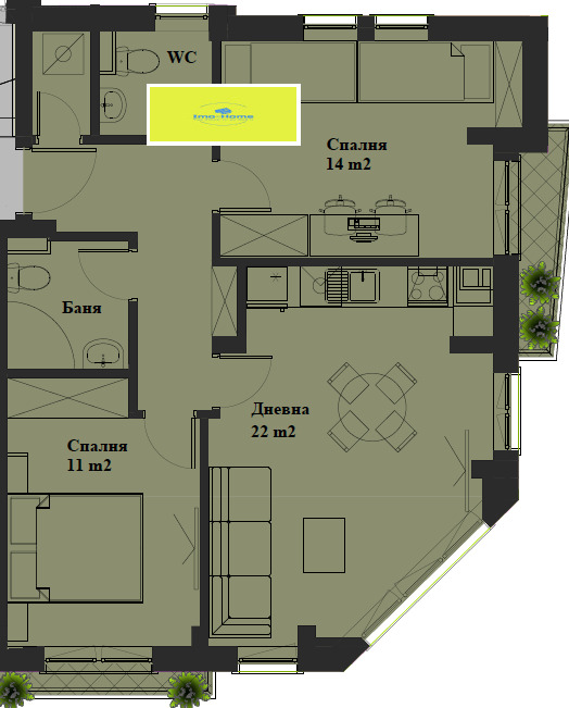 На продаж  2 спальні София , Банишора , 91 кв.м | 36004525
