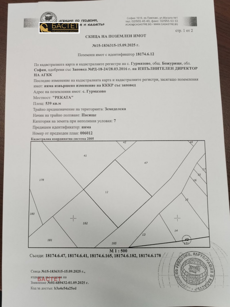 Продава ПАРЦЕЛ, с. Гурмазово, област София област
