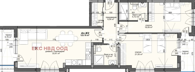 Продаја  2 спаваће собе Пловдив , Тракија , 145 м2 | 44301402