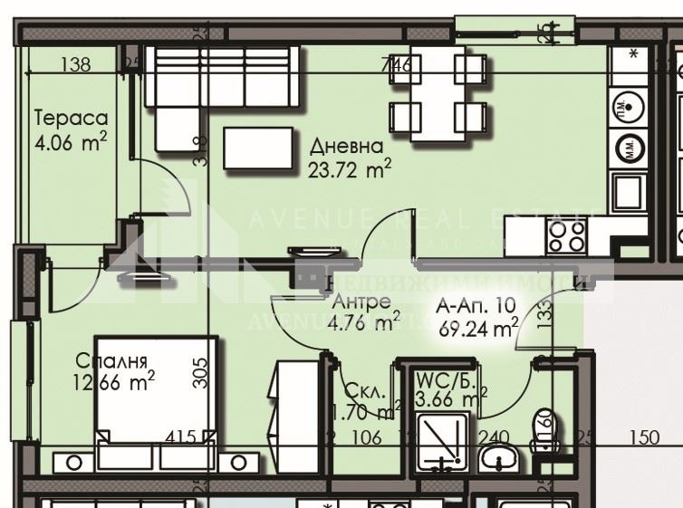 Продаја  1 спаваћа соба Бургас , Изгрев , 69 м2 | 11426511 - слика [2]