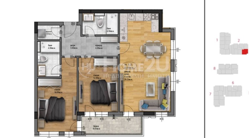 На продаж  2 спальні Пловдив , Остромила , 111 кв.м | 63855418 - зображення [2]