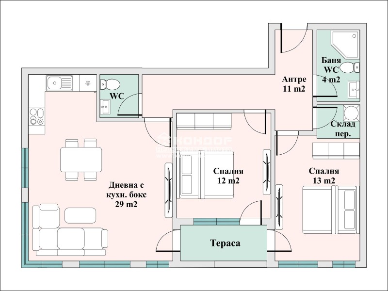 Satılık  2 yatak odası Plovdiv , Trakiya , 105 metrekare | 61897041 - görüntü [2]