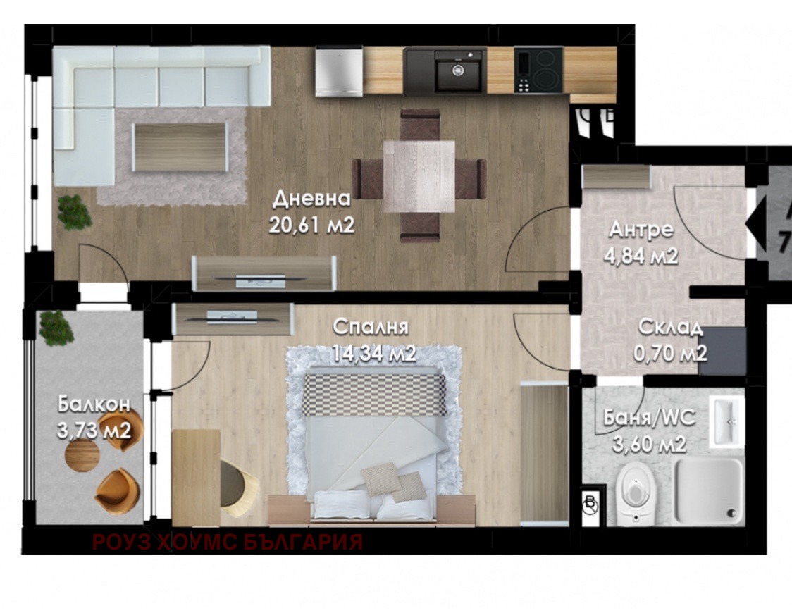 Продава 2-СТАЕН, гр. Пловдив, Остромила, снимка 3 - Апартаменти - 56357079