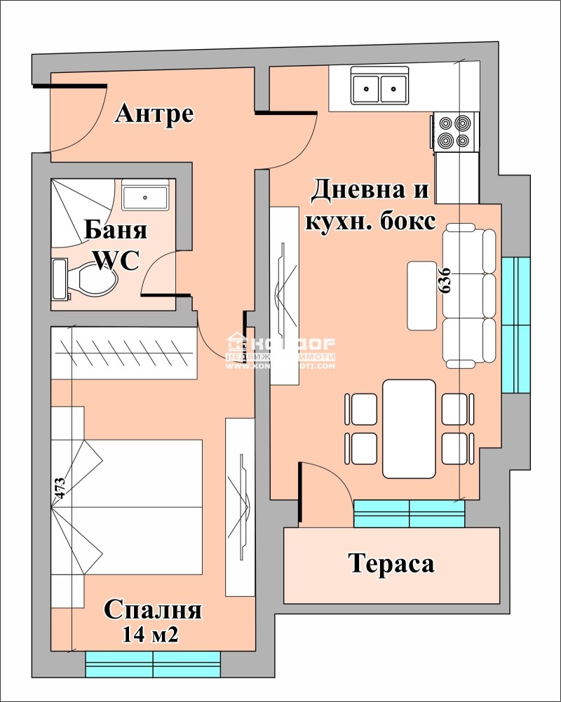 Eladó  1 hálószoba Plovdiv , Trakija , 75 négyzetméter | 73163014 - kép [2]