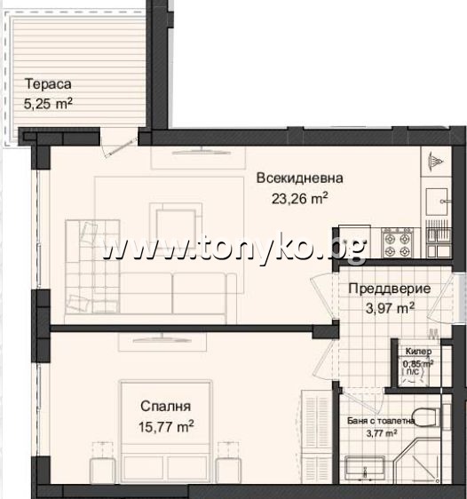 In vendita  1 camera da letto Plovdiv , Karshiiaka , 74 mq | 15547224 - Immagine [2]