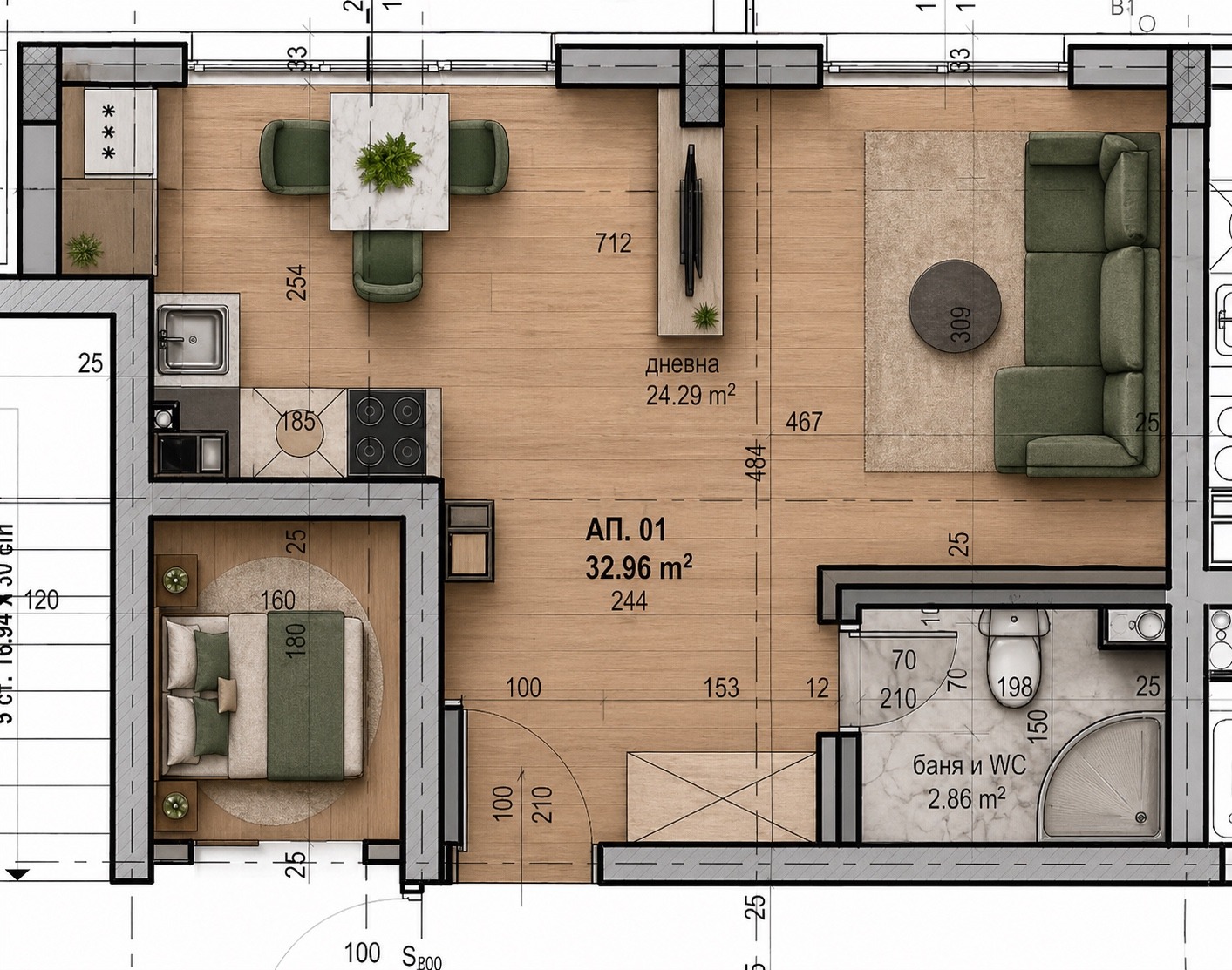 Продава 1-СТАЕН, гр. София, Сухата река, снимка 8 - Апартаменти - 54351401