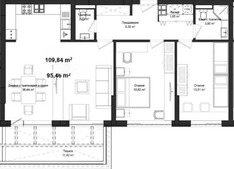 Продается  2 спальни Пловдив , Гагарин , 125 кв.м | 61897792