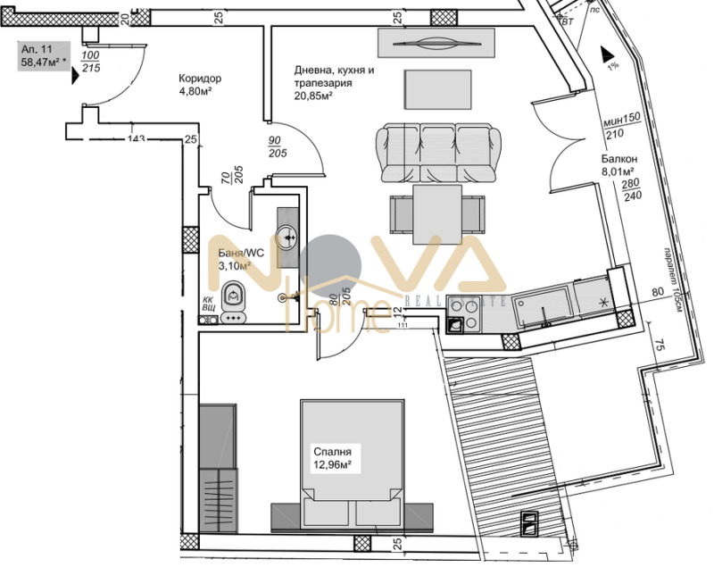 Продава 2-СТАЕН, гр. Варна, Гранд Мол, снимка 3 - Aпартаменти - 47303476