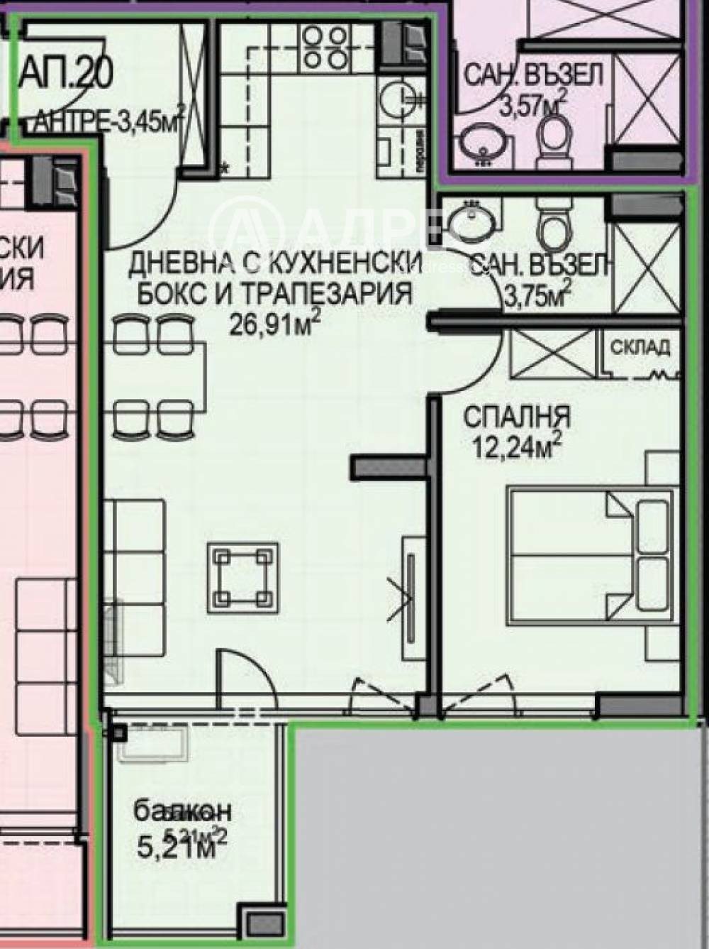 Продава 2-СТАЕН, гр. София, Обеля 2, снимка 4 - Апартаменти - 55923383