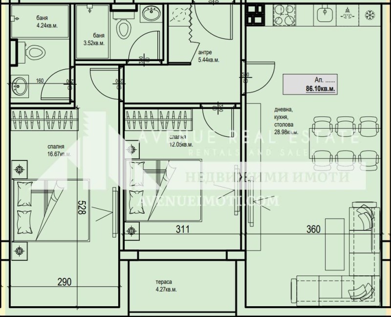 En venta  2 dormitorios Plovdiv , Karshiyaka , 100 metros cuadrados | 21082124