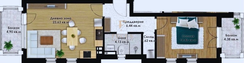 Продава  2-стаен град Пловдив , Южен , 86 кв.м | 74224075 - изображение [2]