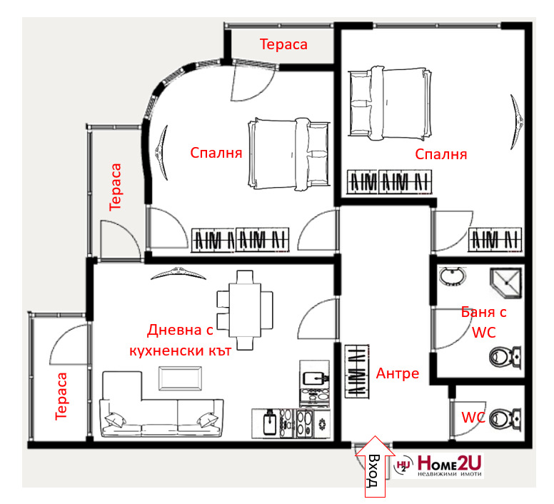 Myytävänä  2 makuuhuonetta Burgas , Zornitsa , 86 neliömetriä | 21079311 - kuva [12]