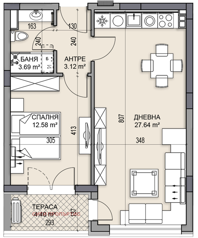 Продаја  1 спаваћа соба Пловдив , Гагарин , 71 м2 | 77290313 - слика [10]