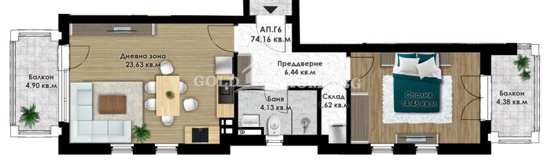 Till salu  1 sovrum Plovdiv , Komatevsko sjose , 68 kvm | 80721812 - bild [7]