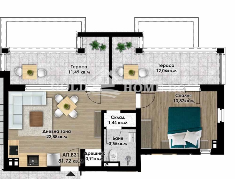 Till salu  1 sovrum Plovdiv , Komatevsko sjose , 68 kvm | 80721812 - bild [10]