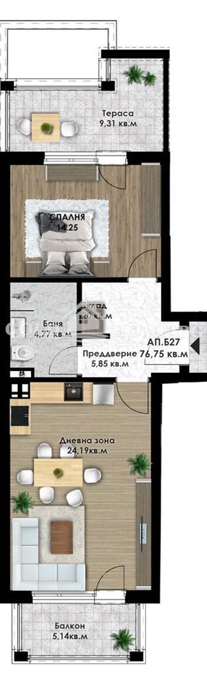 Till salu  1 sovrum Plovdiv , Komatevsko sjose , 68 kvm | 80721812 - bild [8]