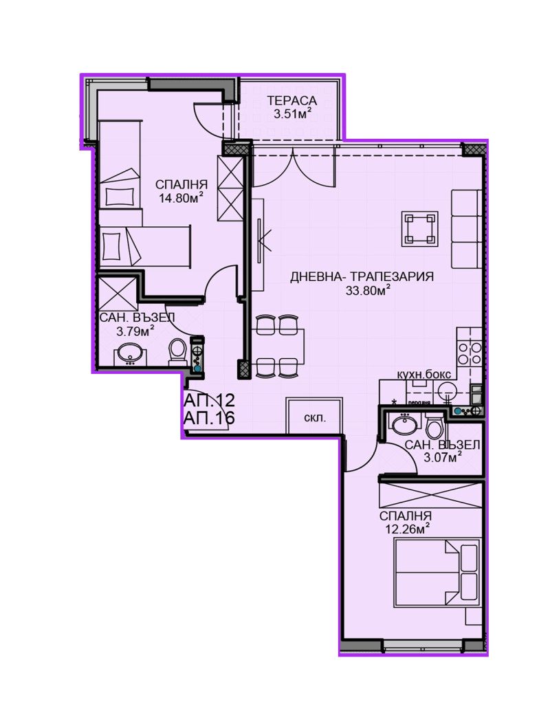 Satılık  2 yatak odası Sofia , Obelya , 97 metrekare | 85663681 - görüntü [3]