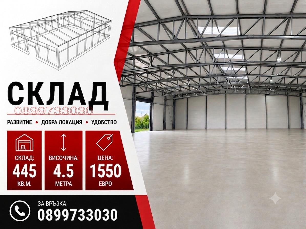 Дава под наем СКЛАД, гр. Русе, Промишлена зона - Запад