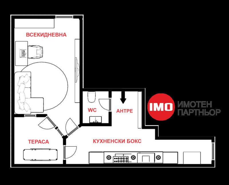 A louer  Studio Bourgas , Tsentar , 40 m² | 89096314 - image [5]