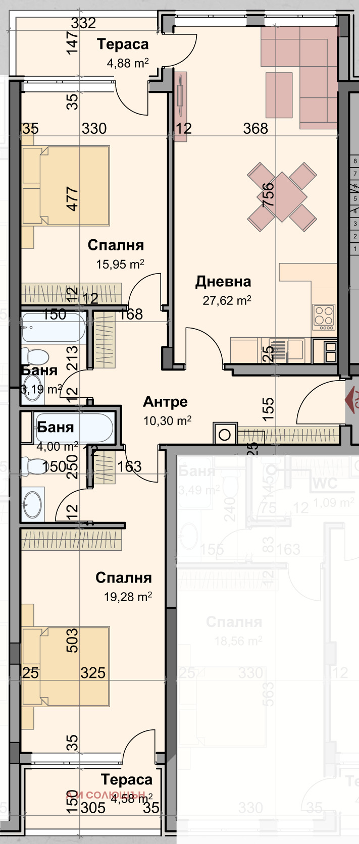 Дава под наем 3-СТАЕН, гр. София, Кръстова вада, снимка 2 - Апартаменти - 55534938