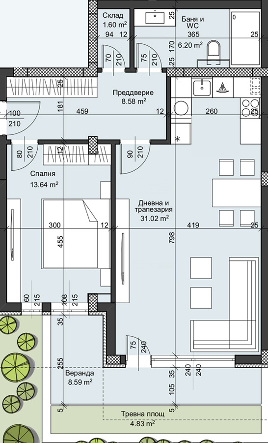 Te huur  1 slaapkamer Plovdiv , Christo Smirnenski , 92 m² | 64730731 - afbeelding [3]